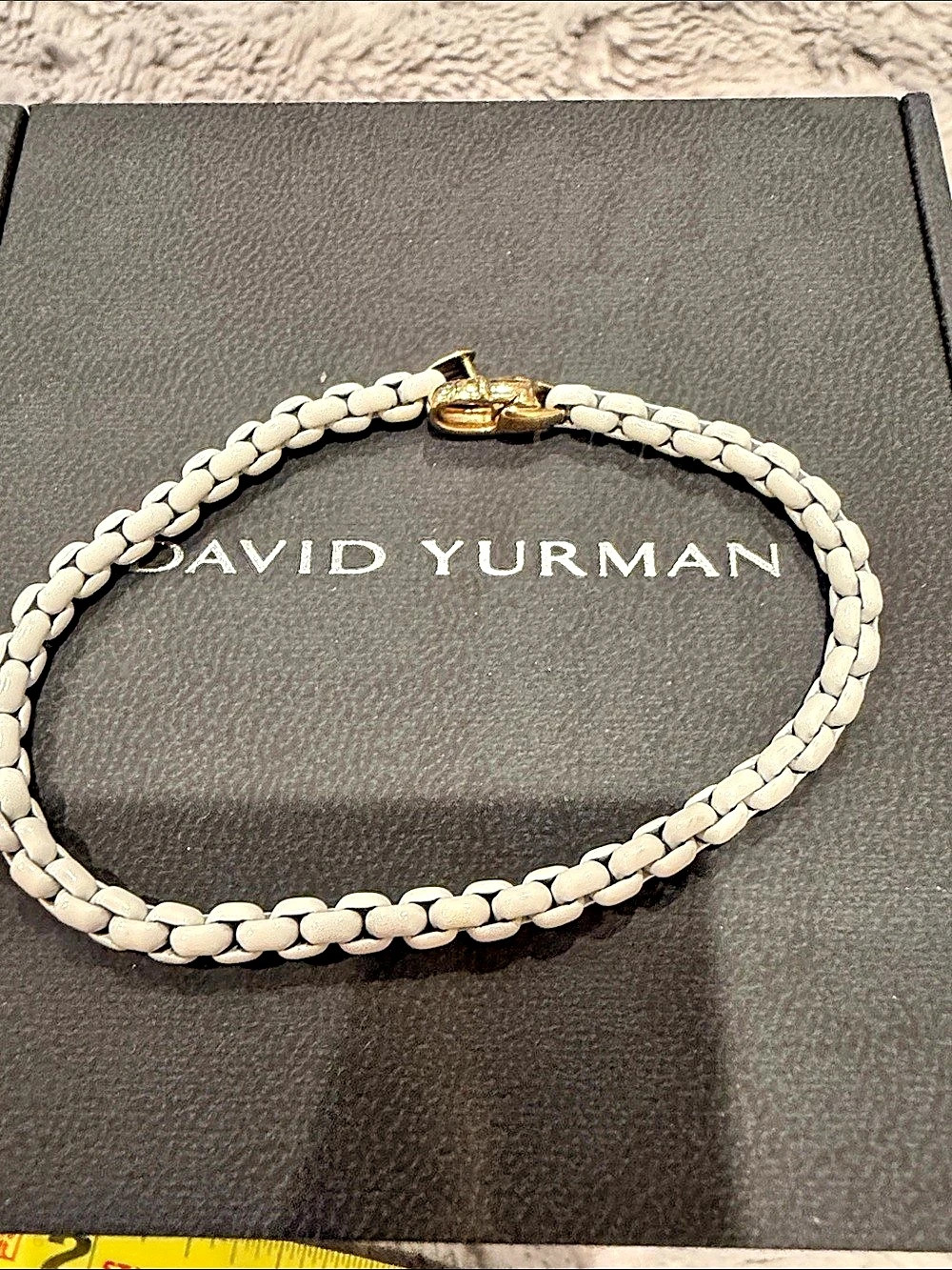 David Yurman DY Bel Aire Color Box Chain Bracelet White & Gold